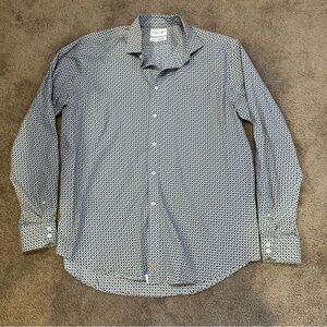 Thomas Dean Diamond Print Collared Button Down Dress Shirt